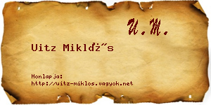 Uitz Miklós névjegykártya